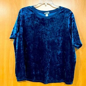 Ava & Viv Blue Velvet Tee in Size 1X